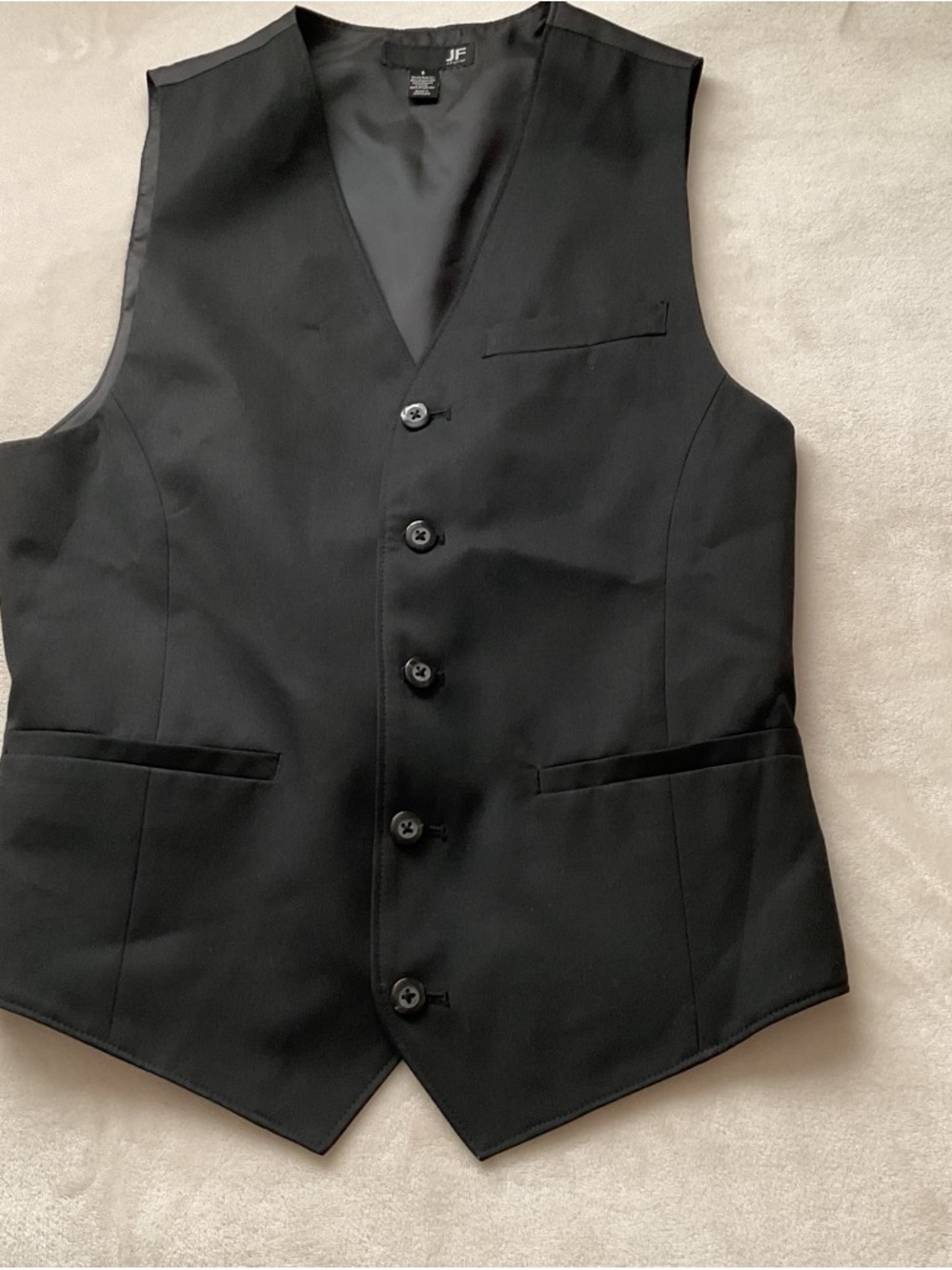 jf j.ferrar Men's Black Five-Button Dress Vest